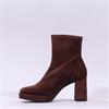 Miss Elastic Hilary Platform Ankle Boot - Brown Suede